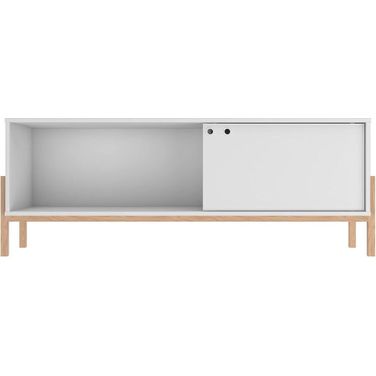 Bowery 55.12 TV Stand With 2 Shelves In White And Oak