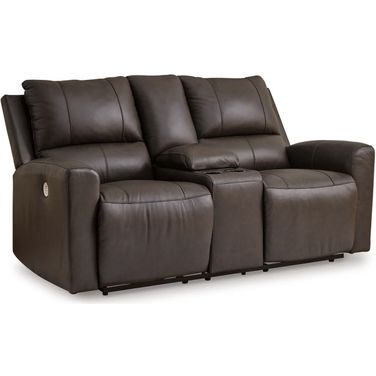 Boxmere Power Reclining Loveseat with Console In Storm