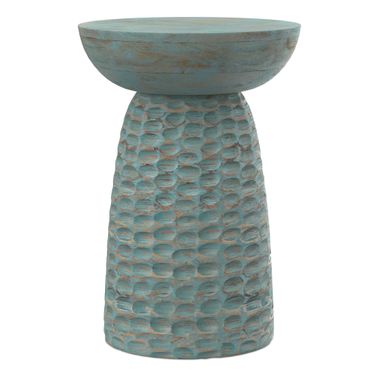 Boyd 13 Inch Solid Mango Accent Table In Teal Wash