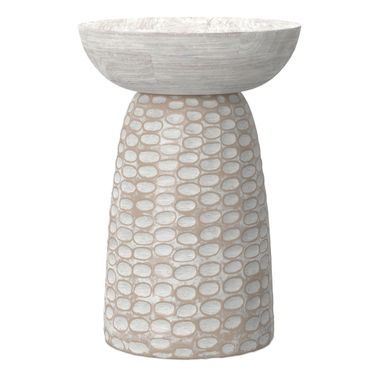 Boyd 13 Inch Solid Mango Accent Table In White Wash