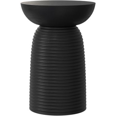 Boyd 13 Inch Solid Mango Ribbed Accent Table In Black