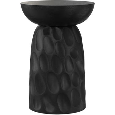 Boyd 13 Inch Solid Mango V-Chisel Accent Table In Black
