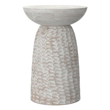 Boyd 16 Inch Solid Mango Tall Accent Table In White Wash