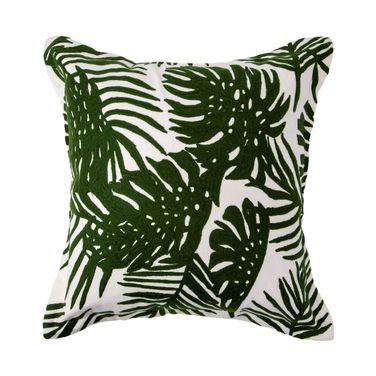Boyle I Tropical Palm Leaf Decorative Pillow Cover In Green