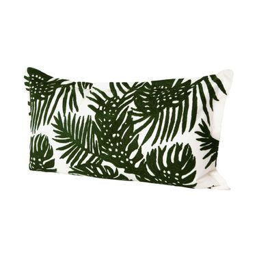 Boyle II Tropical Palm Leaf Decorative Pillow Cover In Green