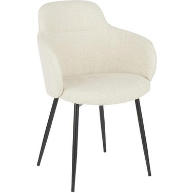Boyne Industrial Chair In Black Metal And Cream Noise Fabric