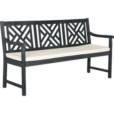 Bradbury Dark Slate Grey and Beige 3-Seat Bench