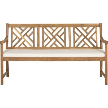 Bradbury Teak Brown and Beige 3-Seat Bench
