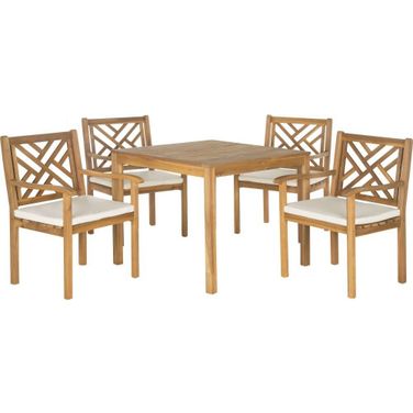 Bradbury Teak Brown and Beige 5-Piece Dining Set