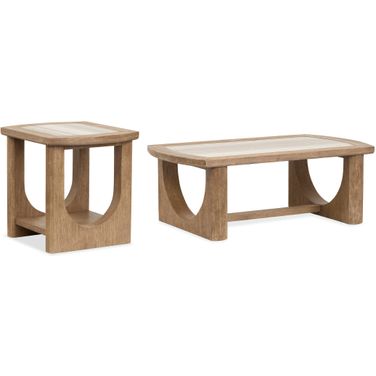 Bradford Rectangular Occasional Table Set In Riverbed Beige