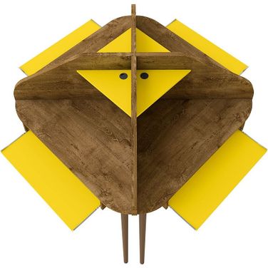 Bradley 4-Piece Round Sectional Cubicle Desk With Keyboard Shelf In Rustic Brown And Yellow