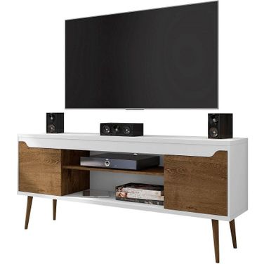 Bradley TV Stand White And Rustic Brown