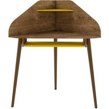 Bradley Corner Desk With Keyboard Shelf In Rustic Brown And Yellow
