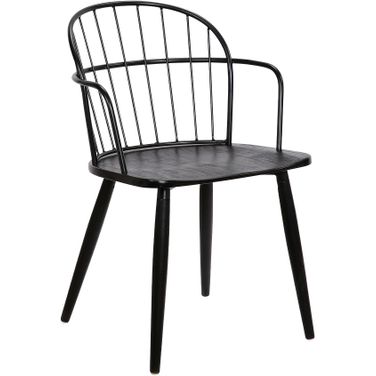 Bradley Steel Framed Side Chair In Black Powder Coated Finish and Black Brushed Wood