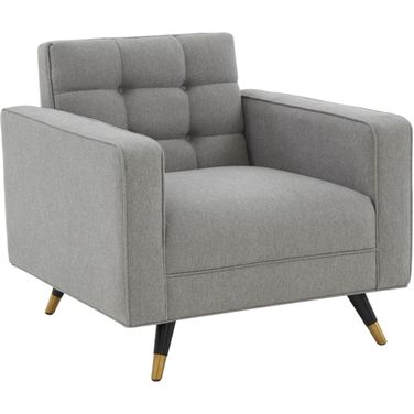 Bradson Tufted Back Accent Chair In Light Grey and Black
