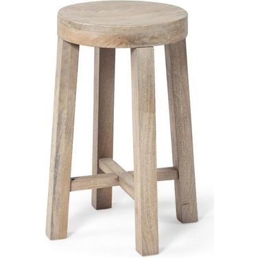 Brahma 26 Inch Total Height White Washed Wood Stool