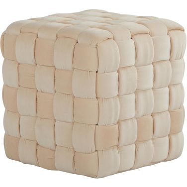 Braided Square 16 Inch Ottoman In Cream Velvet