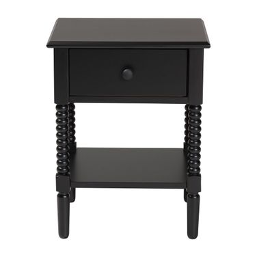 Braith Spindle Wood 1-Drawer Nightstand In Black