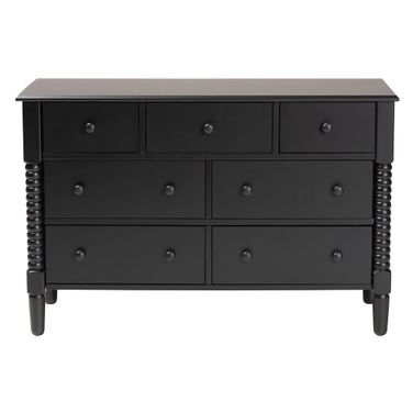 Braith Spindle Wood 7-Drawer Dresser In Black