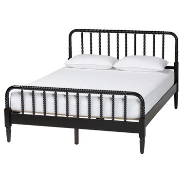 Braith Spindle Wood King Size Platform Bed In Black