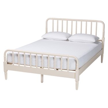 Braith Spindle Wood Queen Size Platform Bed In Ivory