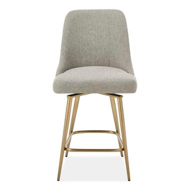 Bramwell Upholstered Counter Stool In Gray and Brass