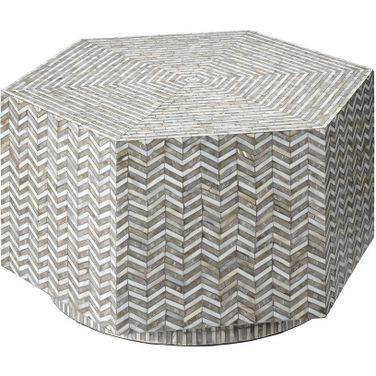Brando Mother Of Pearl Hexagon Coffee Table In Grey