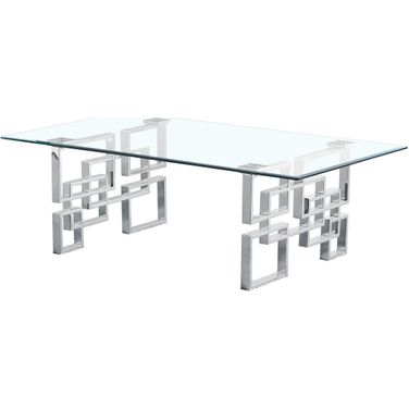 Brandon Modern Coffee Table In 10mm Clear Tempered Glass and Silver Stainless Steel