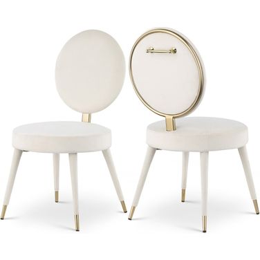 Brandy Velvet Dining Chair Set of 2 In Cream