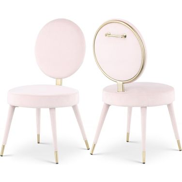 Brandy Velvet Dining Chair Set of 2 In Pink
