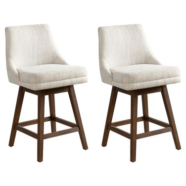 Branson 26 Inch Counter Height Swivel Barstool Set of 2 In Beige and Brown