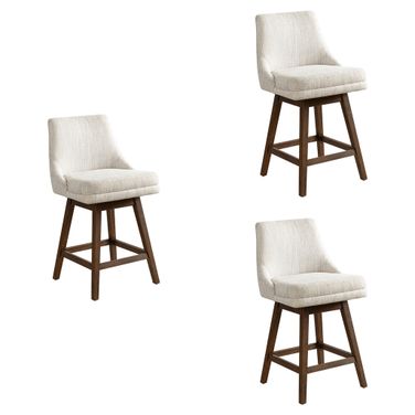 Branson 26 Inch Counter Height Swivel Barstool Set of 3 In Beige and Brown