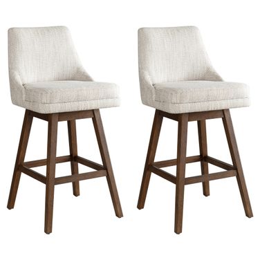 Branson 30 Inch Bar Height Swivel Barstool Set of 2 In Beige and Brown