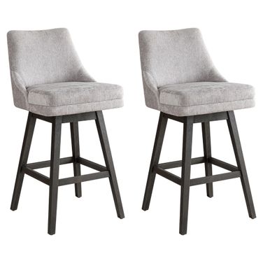 Branson 30 Inch Bar Height Swivel Barstool Set of 2 In Gray