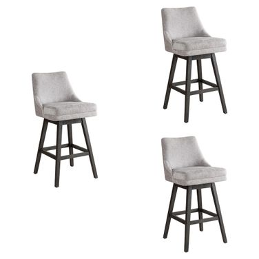 Branson 30 Inch Bar Height Swivel Barstool Set of 3 In Gray