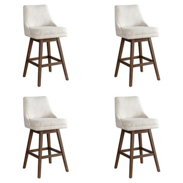 Branson 30 Inch Bar Height Swivel Barstool Set of 4 In Beige and Brown