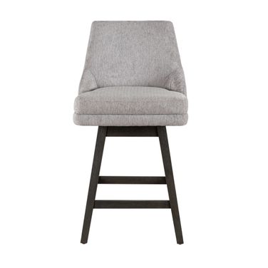 Branson Solid Wood Fabric Seat Upholstered 26 Inch Counter Height Swivel Barstool In Gray