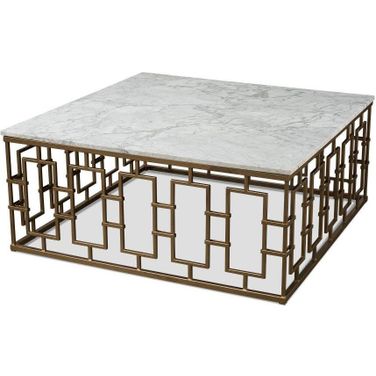 Brass Gate White Marble Cocktail Table