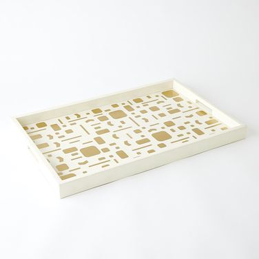 Brass Jali Box Tray In White