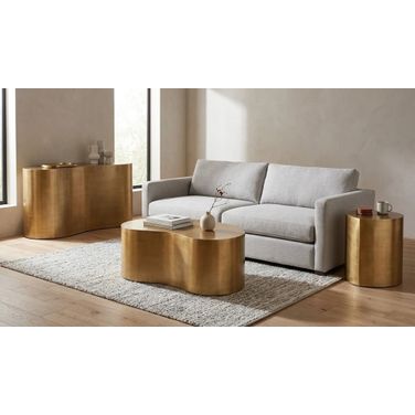 Brass Occasional Table Set In Antique Brass