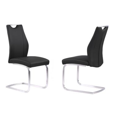 Bravo Dining Chair Set of 2 In Black and Stainless Steel