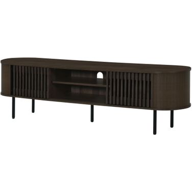 Brax 70 Inch TV Console Stand with Sliding Doors In Walnut Brown