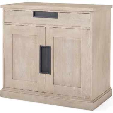 Braxton Beige Wood With Black Accents 2 Door Accent Cabinet