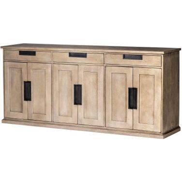 Braxton Iii Natural Brown Solid Wood 3 Drawer 6 Door Sideboard