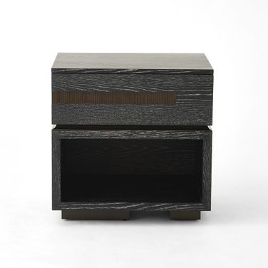Brazil Left Bedside Chest In Black Cerused Oak