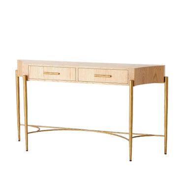 Breakfront Console In Natural and Gold