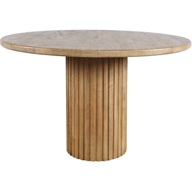 Breck 48 Inch Round Fluted Pedestal Dining Table In Brown