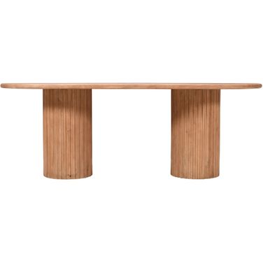 Breck 84 Inch Fluted Double Pedestal Dining Table In Brown