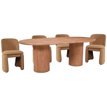 Breck Fluted Double Pedestal Dining Room Set In Brown