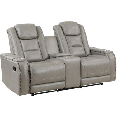 Breckenridge II Console Loveseat with Dual Recliners In Light Gray